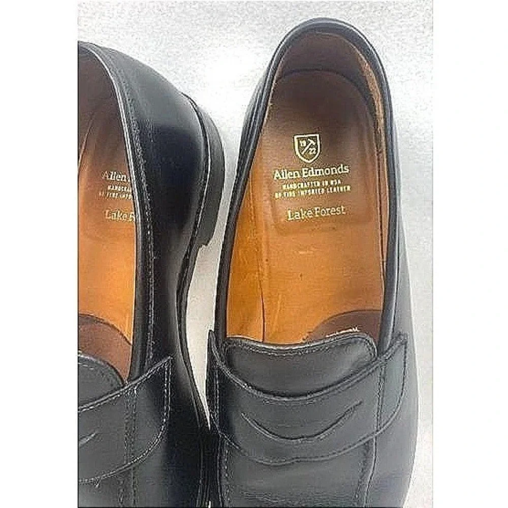 Allen Edmonds Men's Lake Forest Black Leather Penny Loafers Dress Shoes Size 11‎
